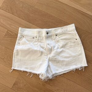 J. Crew White Frayed Hem Denim Shorts